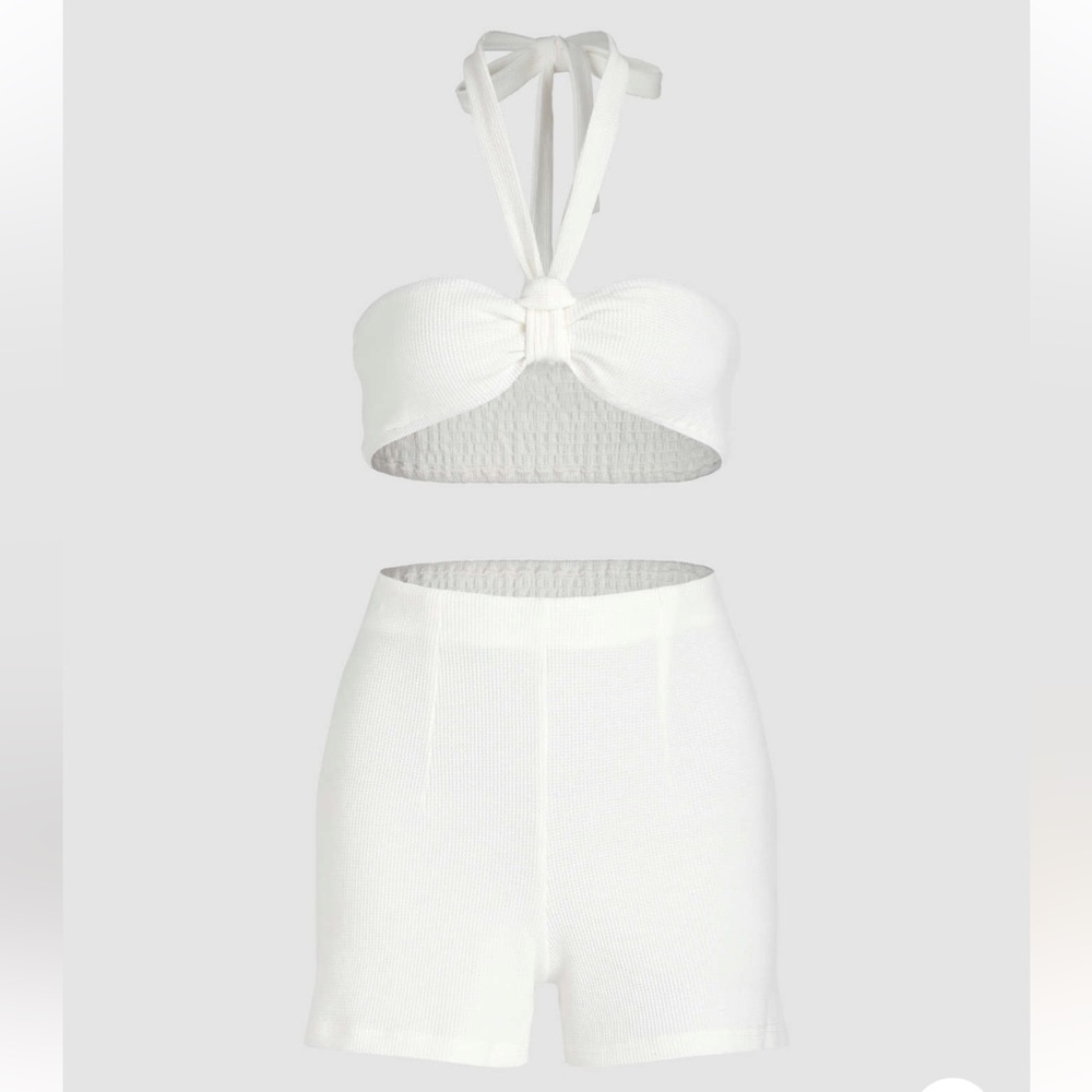 Cider NWT White Halter Top Set (Perfect for Bachelorette!)
